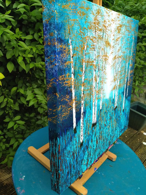 Golden Blue Birch Wood