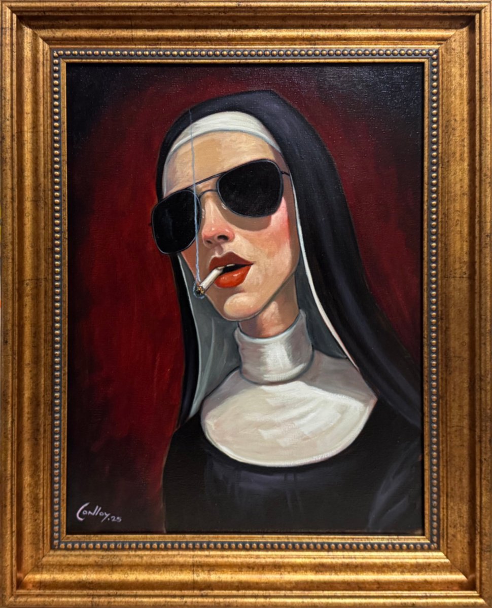 Expressive Portrait Oil Painting By Pete Conroy, 17 X 20", The Renegade, Original Artwork