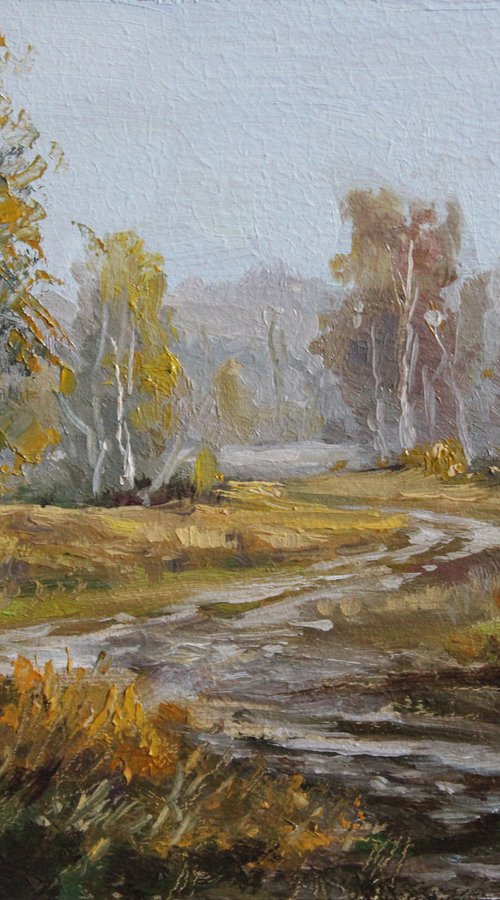 Golden autumn. 20X15 CM. ORIGINAL PAINTING. FOR A GIFT. by Linar Ganeev