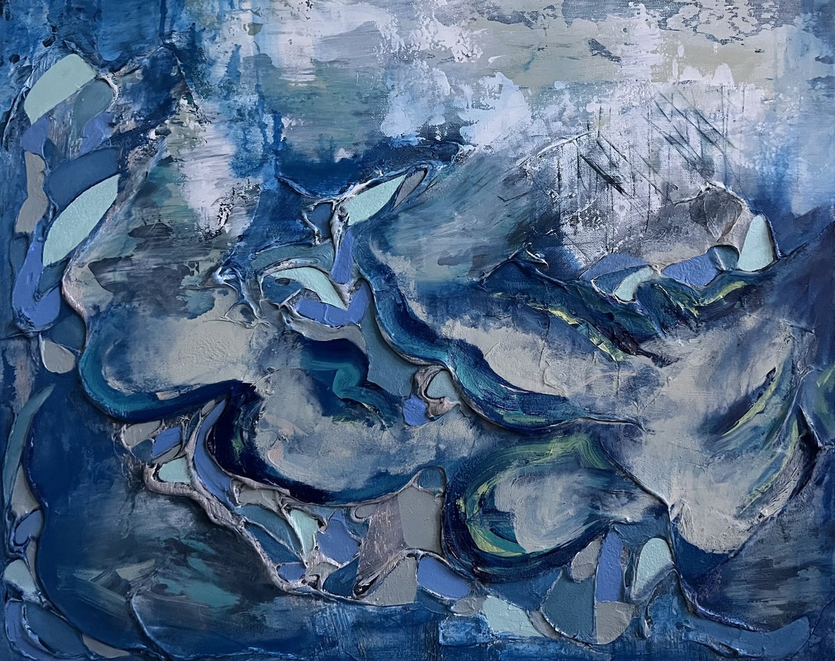 Abstract Painting By Caity Salamanca, 30 X 24, Man Overboard, Original Artwork