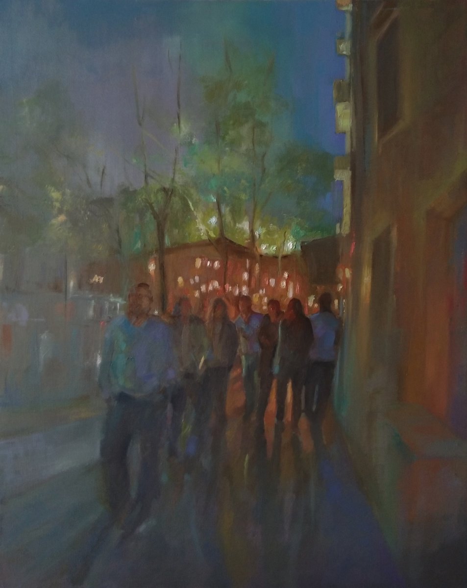 Impressionistic Cityscapes Oil Painting By Kamsar Ohanyan, 16 X 20", Jazz Festival In Yerevan, Original Artwork