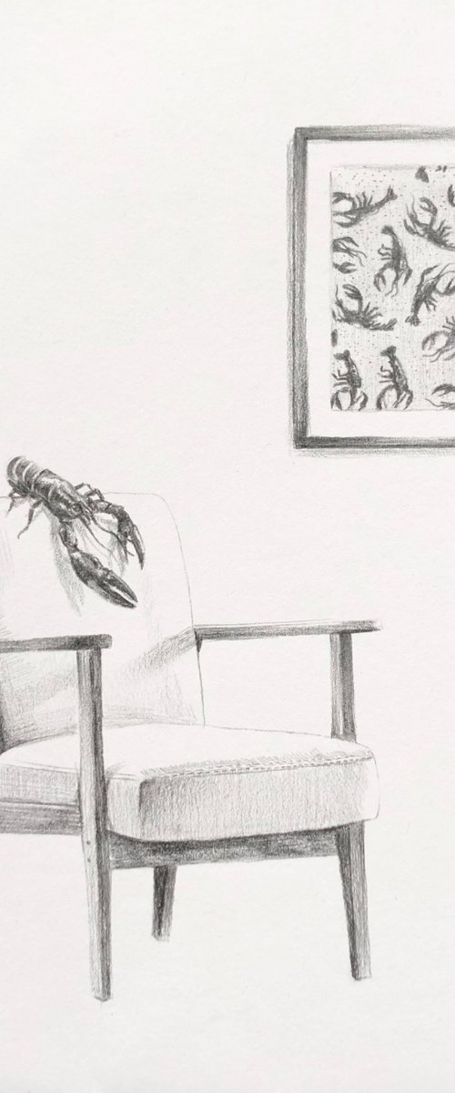 Lobster on Chair by Joshua Daniels
