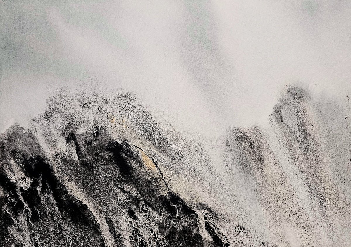 Impressionistic Watercolour , Veil Of The Winter Peaks By Elena Genkin, 17 X 12, Artwork For Sale On Artfinder