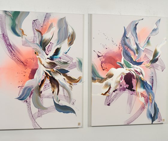 Plumage in Motion Diptych