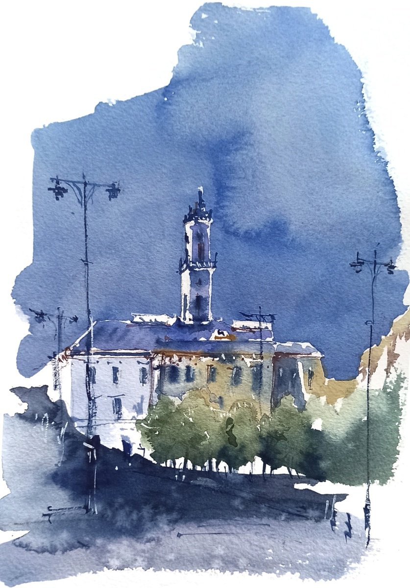 Sketch of the city of Chernivtsi - original artwork by Olena Koliesnik