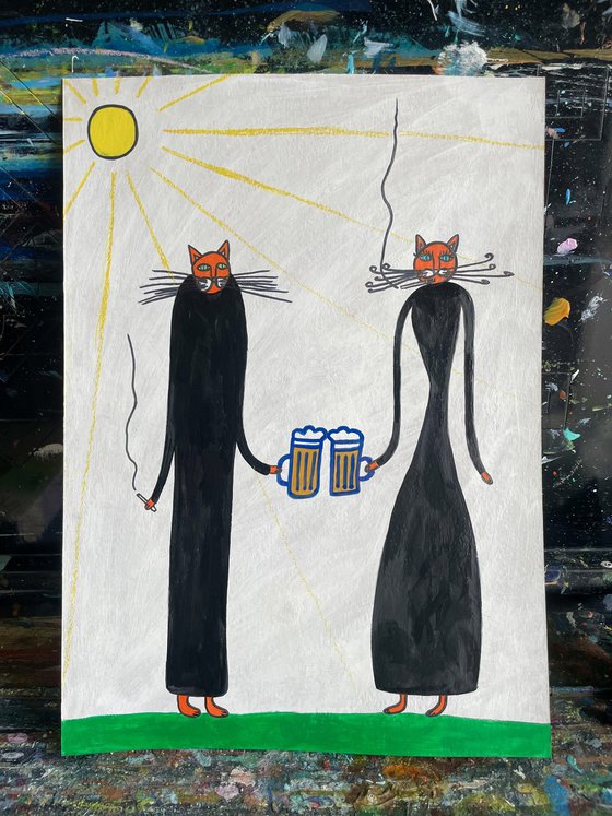 Cats with beer