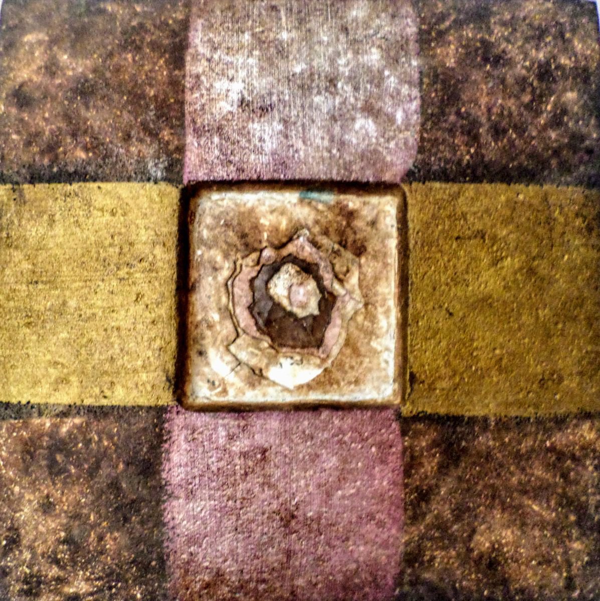 Geometric Abstract Relief By Rossitza Trendafilova, 7 X 7", "Layers", Original Artwork