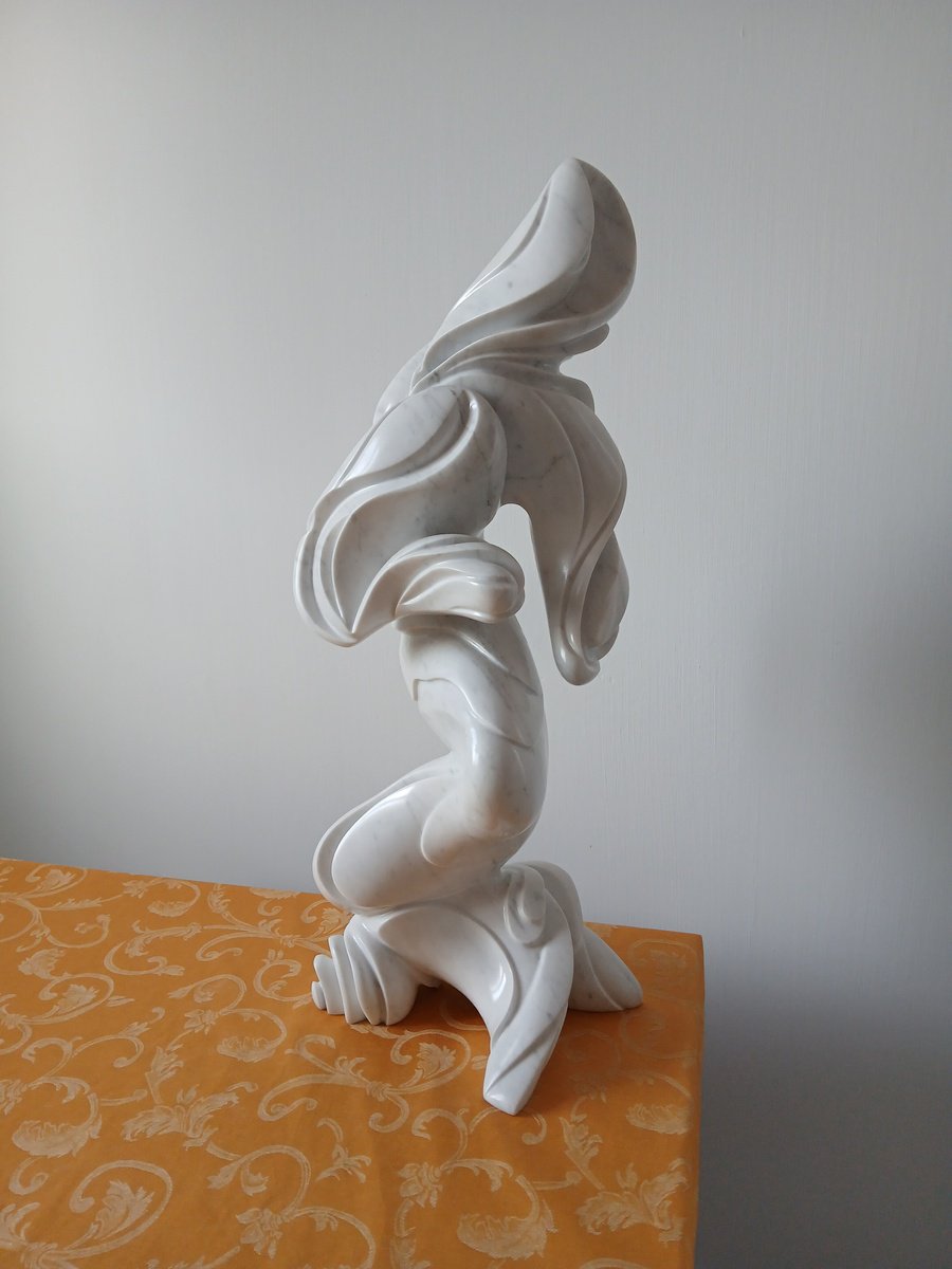 Abstract Stone Sculpture By Massimiliano Capraro, 10 X 29", Shakti, Original Artwork