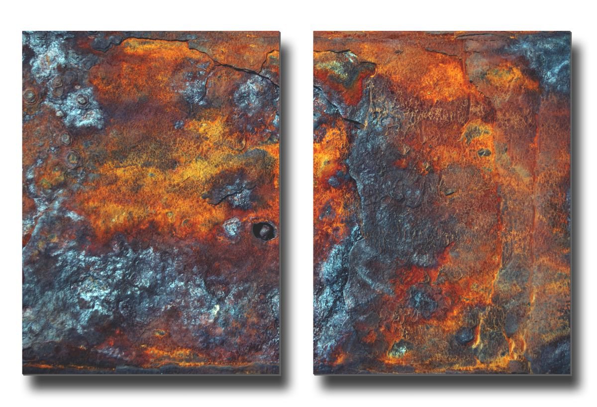Dis/Integration XXII - Diptych- Two 16x12in Aluminium Panels by Justice Hyde