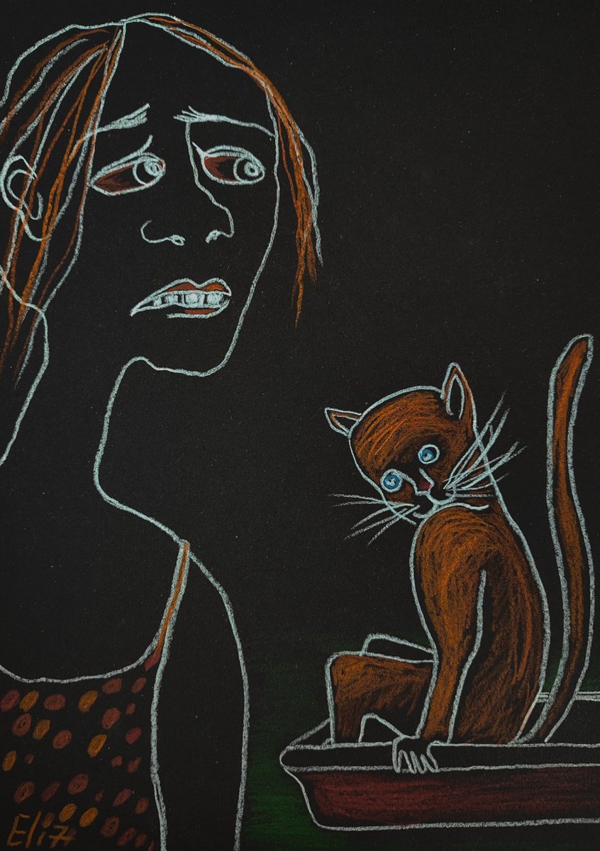 Expressive Animal Drawing By Elisheva Nesis, 9 X 13, Potty Training, Original Artwork