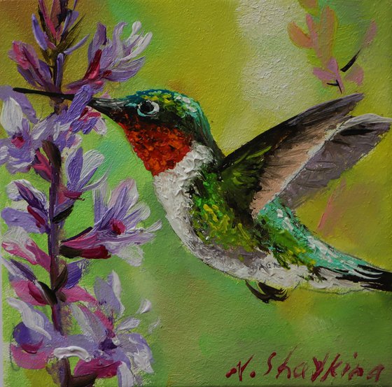 Hummingbird with Flowers. Set 2
