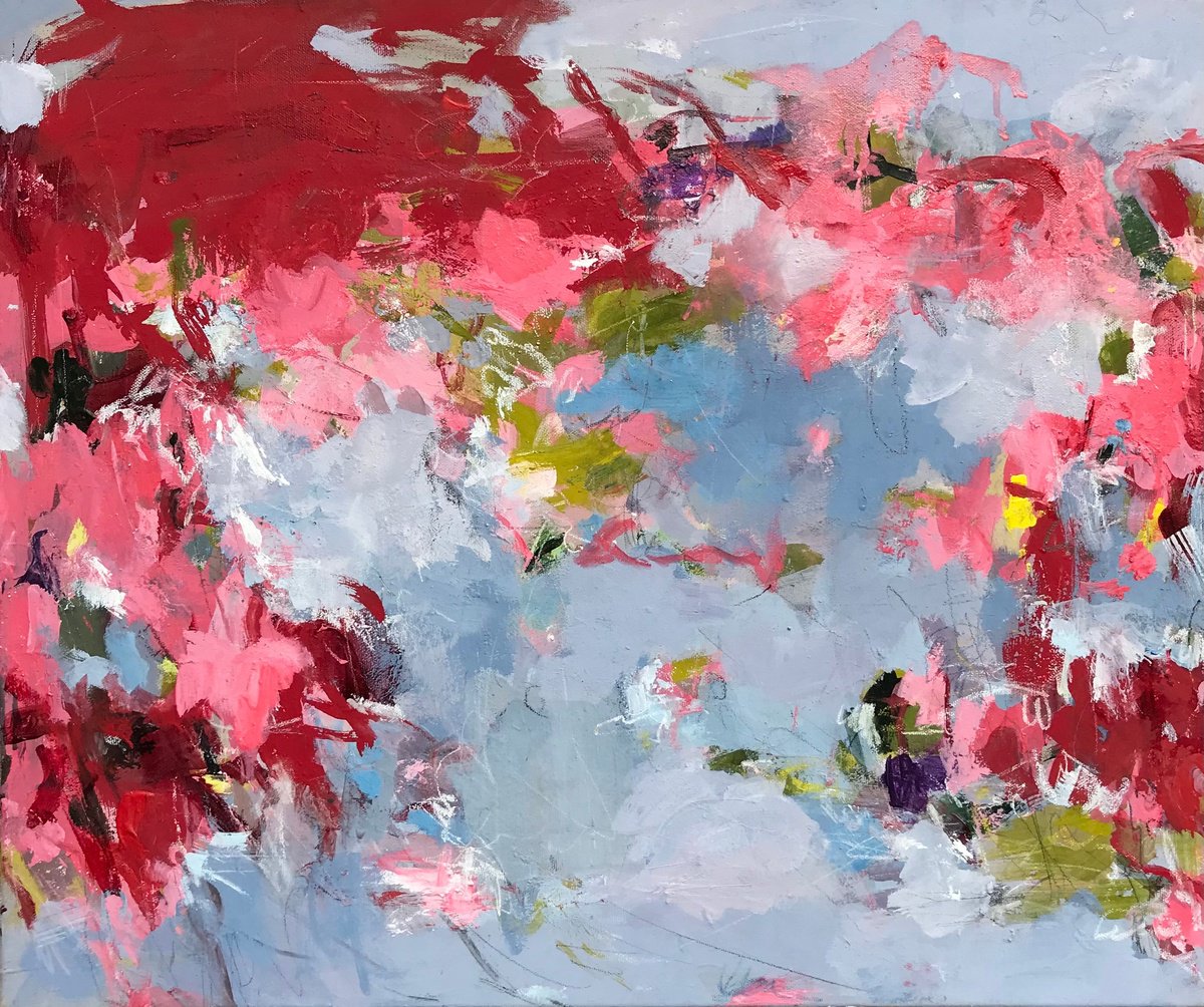 Abstract Botanical Painting By Angela Dierks, 25 X 21, Tiny Pleasures I, Original Artwork