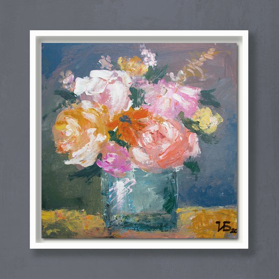 Small still life with tea roses