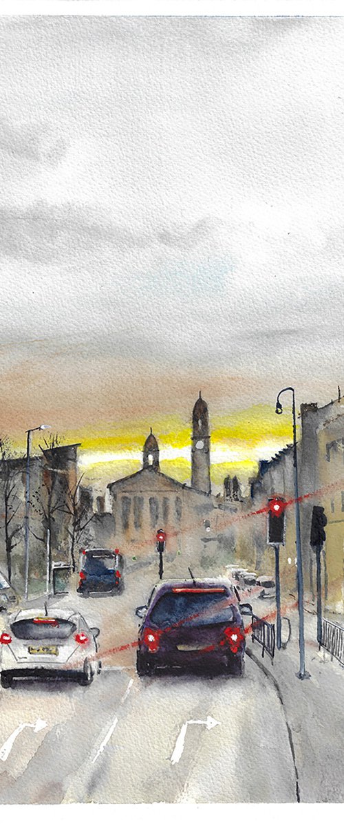 Paisley Scotland Urban Landscape Watercolour Painting by Stephen Murray