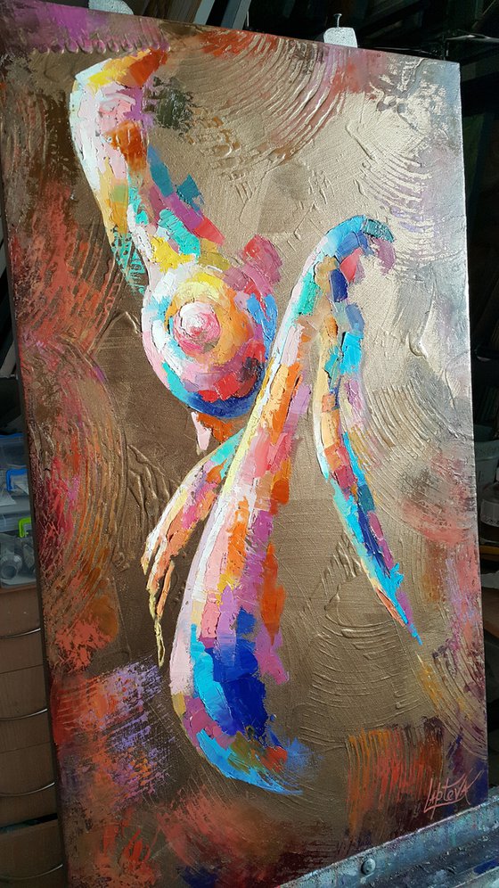 Painting Bright love, nude girl, naked woman