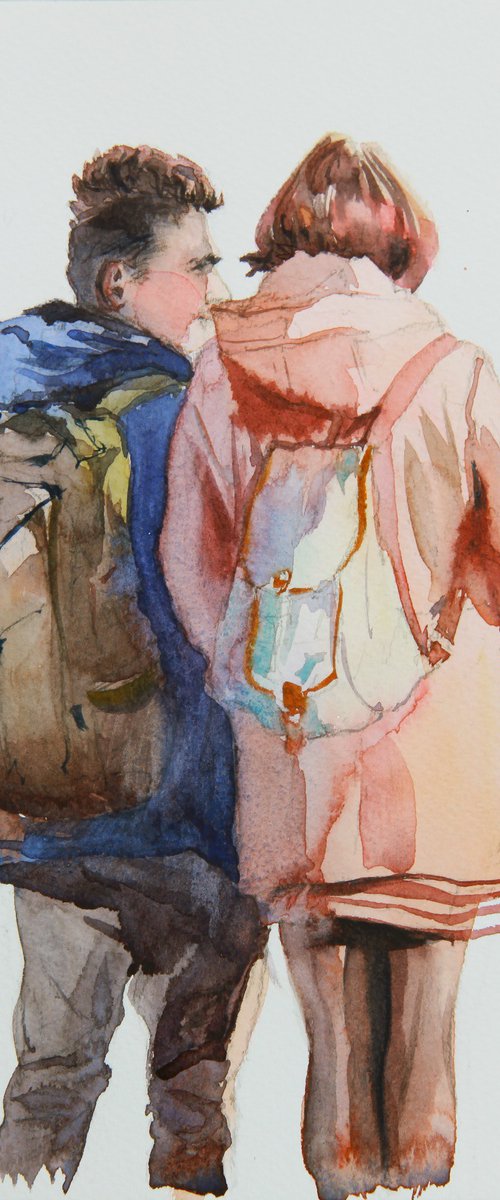 COUPLE - WATERCOLOR ON PAPER, MAN AND WOMAN, HOME DECOR, GIFT IDEA, PORTRAIT, LOVE, LOVERS by Alina Shangina ❤️