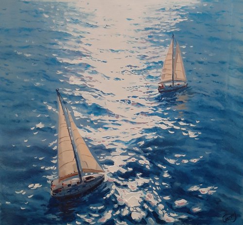 Seascape with Sailboats 34 by Garry Arzumanyan