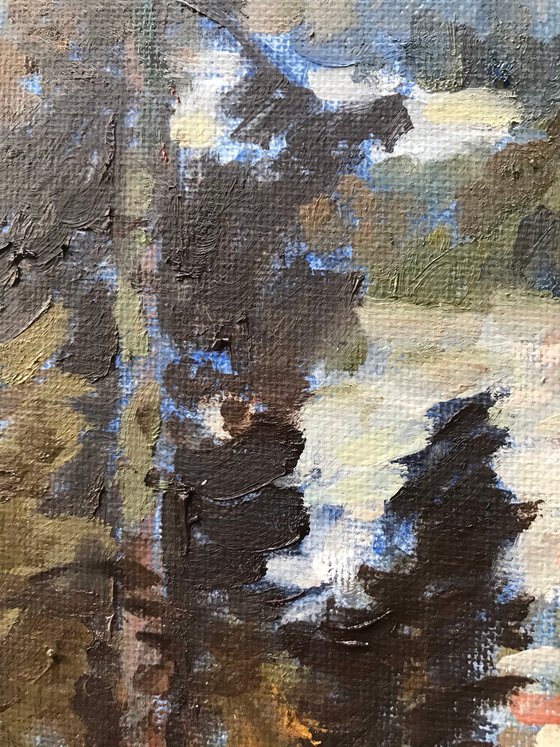 Original Oil Painting Wall Art Signed unframed Hand Made Jixiang Dong Canvas 25cm × 20cm Landscape Black Forest In Winter Germany Small Impressionism Impasto