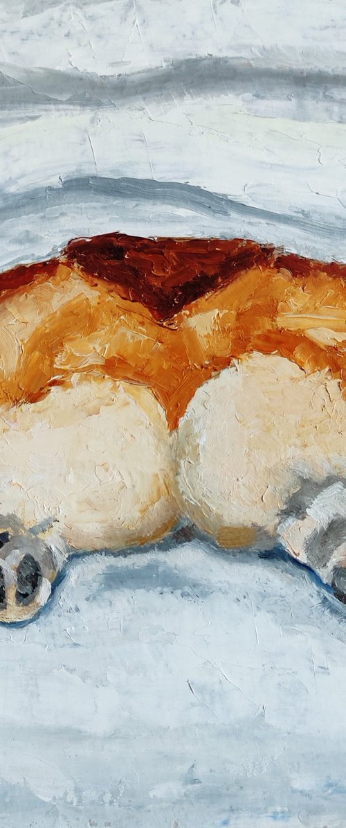 Corgi Painting Original Art Dog Artwork Corgi Butt Wall Art by Yulia Berseneva