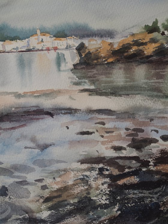 Seaview of Cadaques, Spain - original watercolor