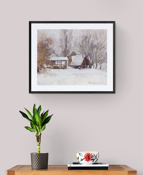 The snow was falling quietly