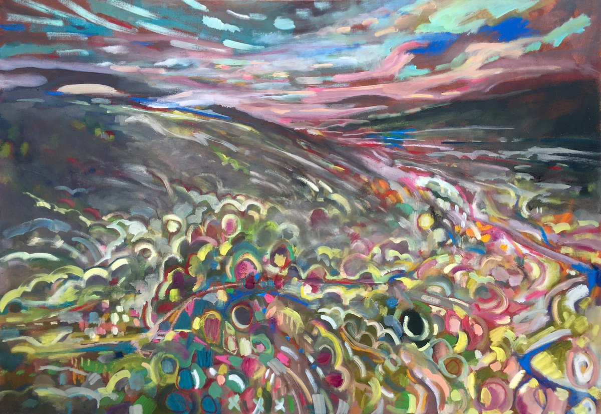 Expressive Landscape Oil Painting By Guy Pickford, 59 X 39, Life Abounds, Original Artwork