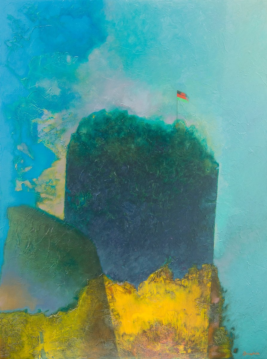 Organic Abstract Oil Painting By Mykola Dzhychka, 35 X 47", Malawi, Original Artwork