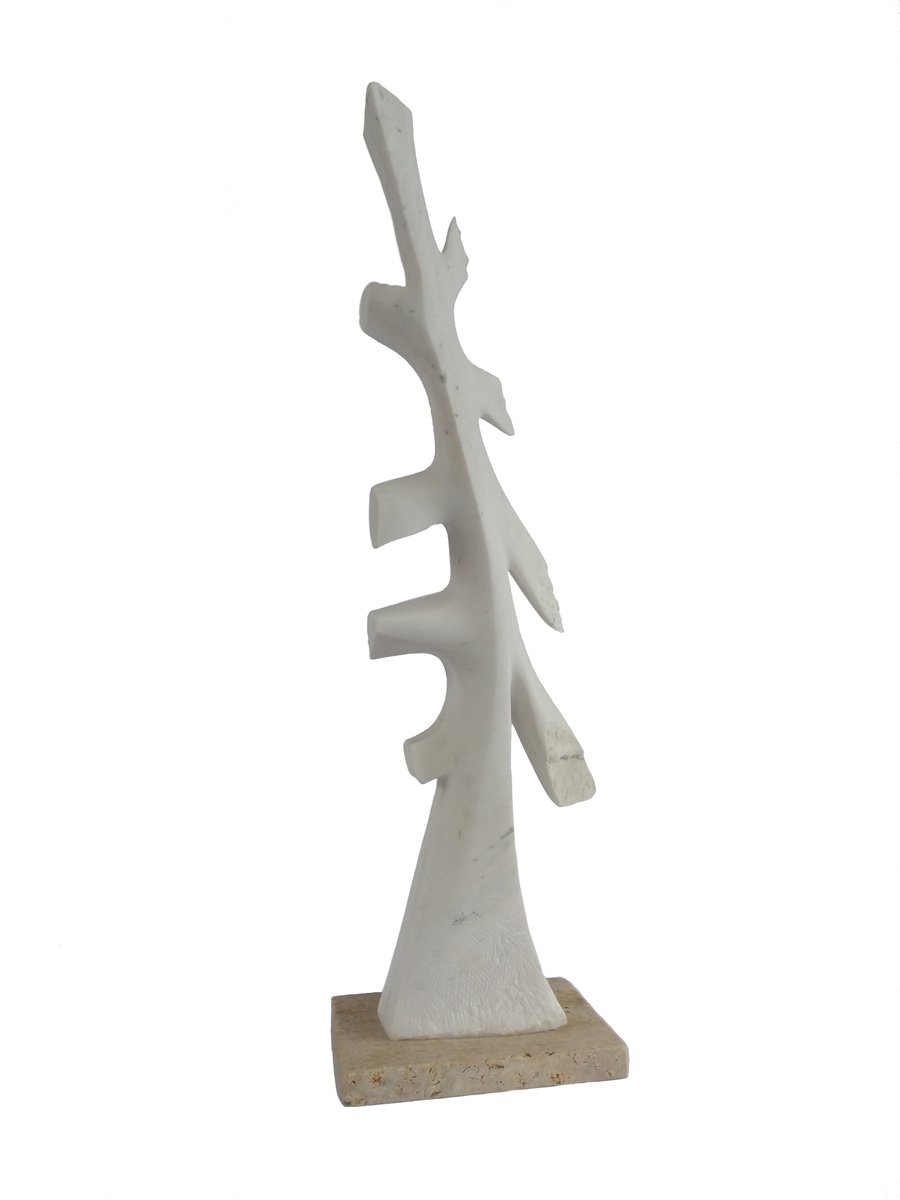 Impressionistic Botanical Stone Sculpture By Rasho Mitev, 10 X 37", "Ancient Scots Pine", Original Artwork