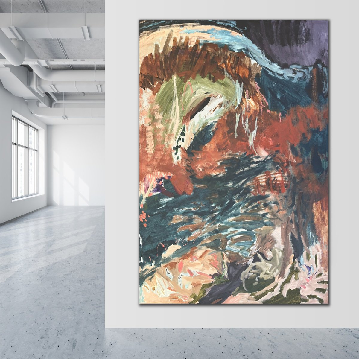 Organic Abstract Acrylic Painting By Kylie Sams, 48 X 72", Scars And All, Original Artwork