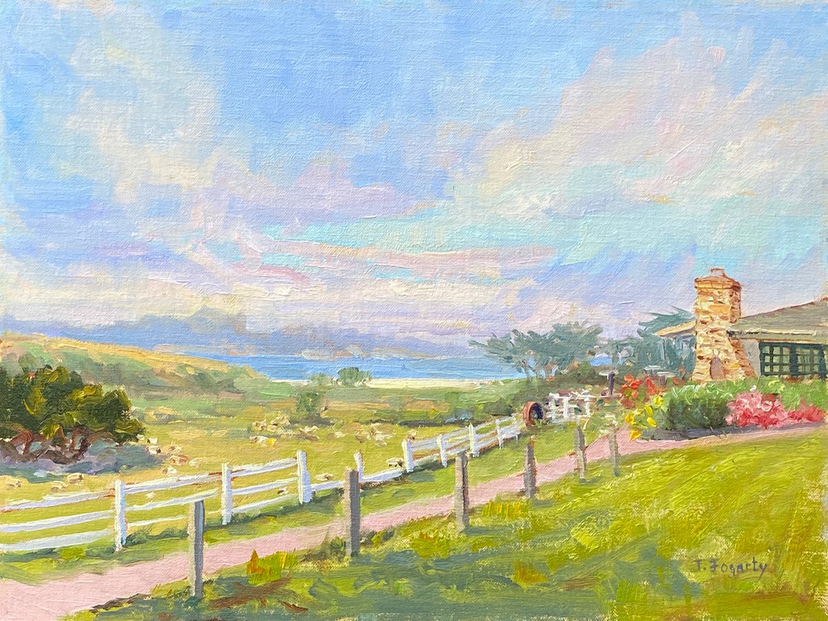 Impressionistic Landscape Oil Painting By Tatyana Fogarty, 16 X 12", Mission Ranch Vista Landscape, Original Artwork