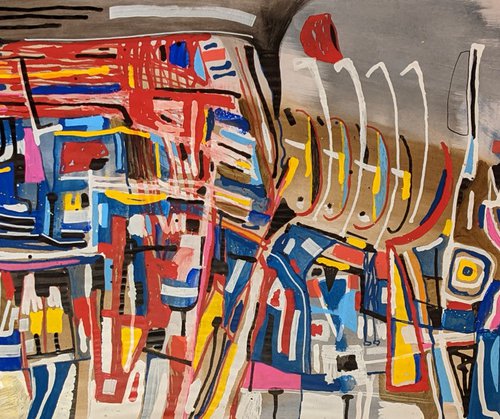 Untitled Abstract ink acrylic painting on paper by Ulugbek Doschanov