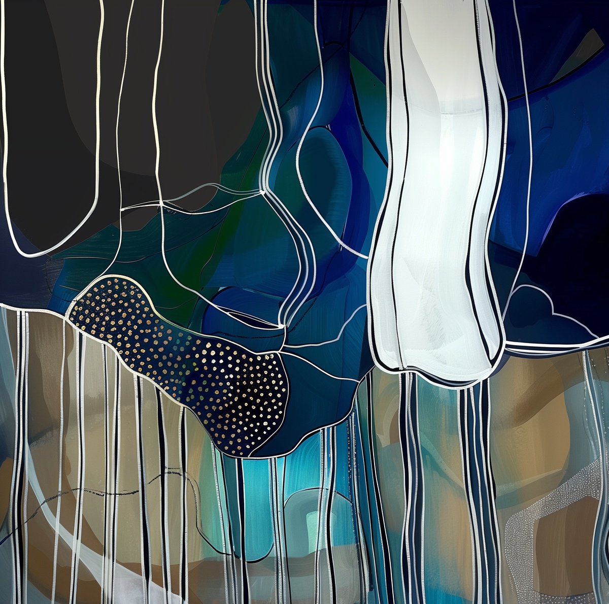 Abstract Acrylic Painting By V+V Kniazievi, 39 X 39", Geometric Abstraction #26, Original Artwork