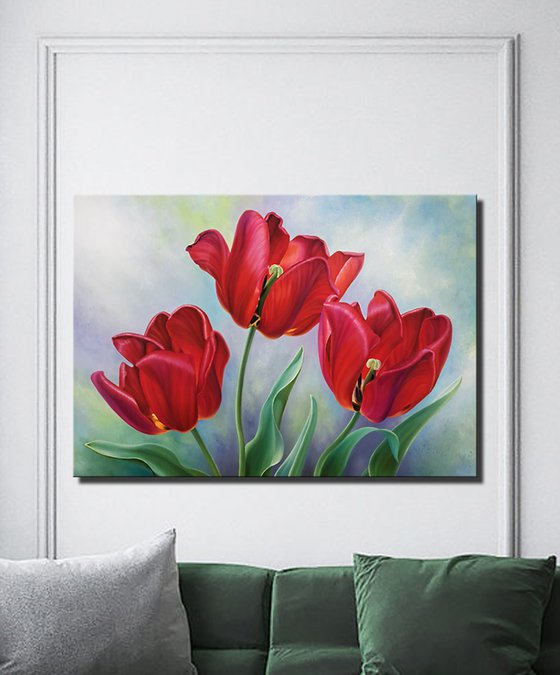 "Summertime", red tulips