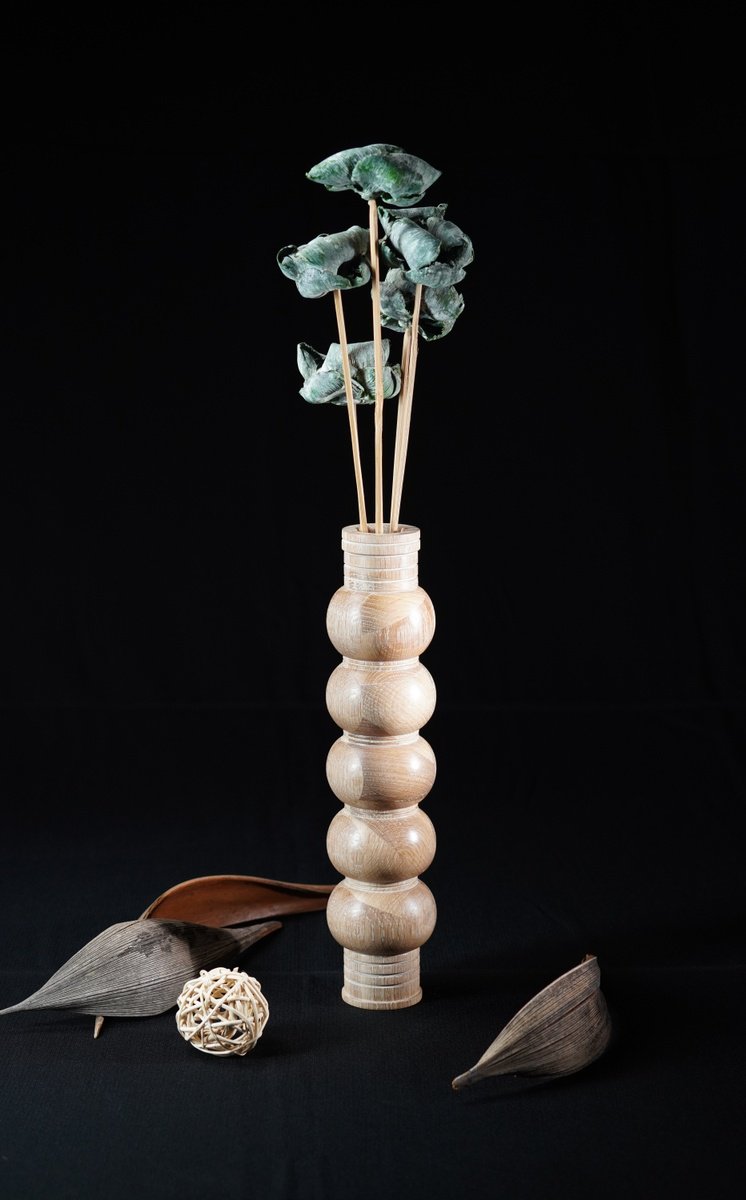 Still Life Wood Sculpture By Sava Draganov, 3 X 14", "Bubbles", Original Artwork