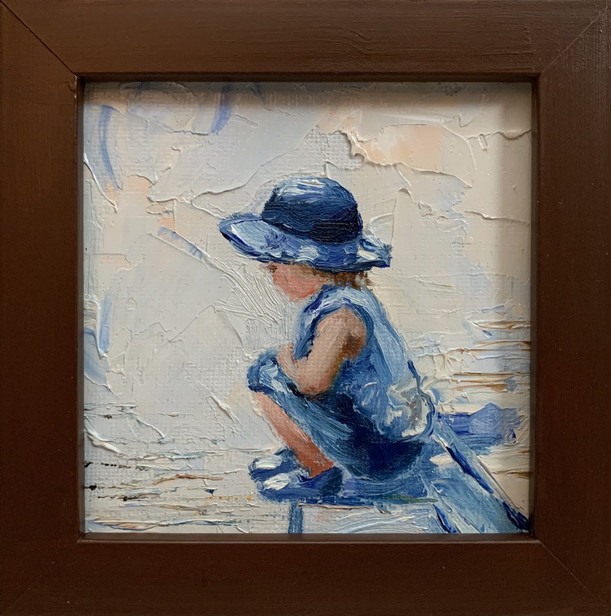 Expressive Portrait Oil Painting By Vita Schagen, 5 X 5", Little Boy., Original Artwork