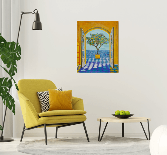 Seascape with lemon tree