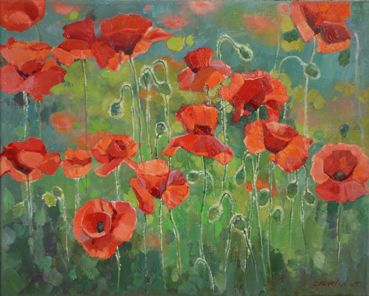 When The Sun Touches The Red By Anna Shevel, 24 X 20, Artwork For Sale On Artfinder
