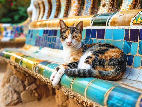 Cat in Park Guell, ​Spain