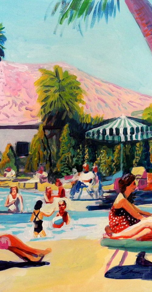 Family pool scene -Palm Springs by Stephen Abela
