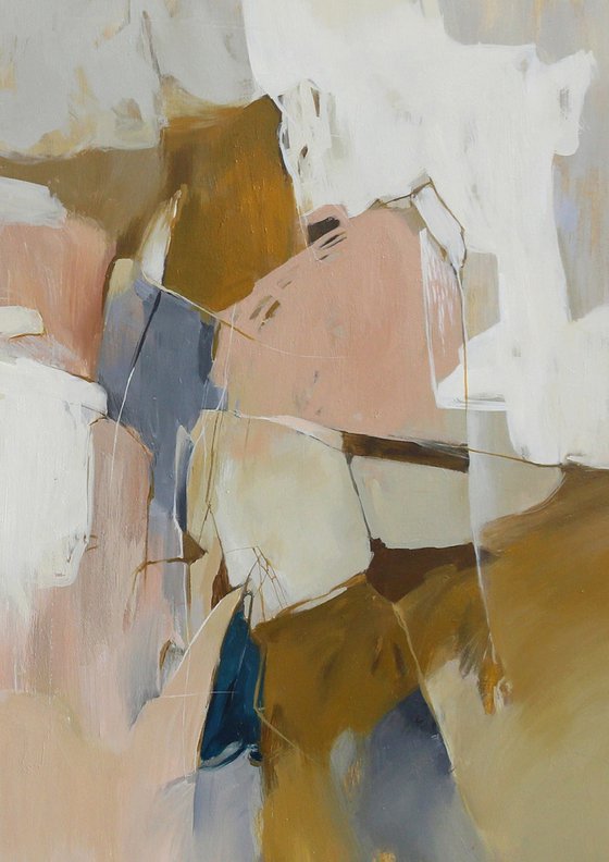 "Melody 5" Abstract pink brown acrylic art