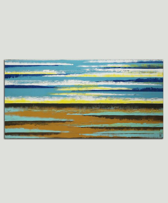 XL Canvas - Sea View Landscape - Abstract Large Painting - Ronald Hunter - 21J