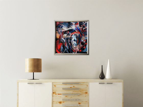 Framed large abstract beautiful action painting dreams by O Kloska