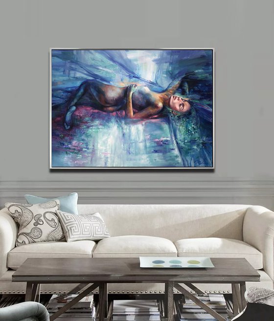 Sleeping Nude in Blue Tones