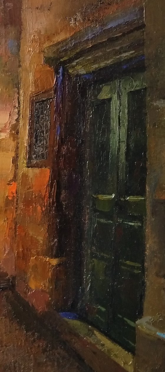 Old door in France(30x50cm, oil painting, impressionistic)