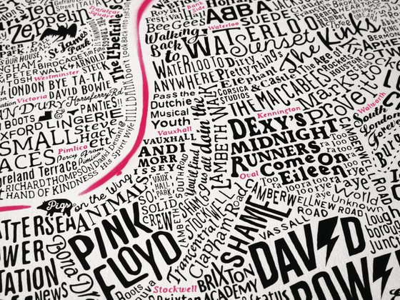 Music Map Of London (Pink Thames)