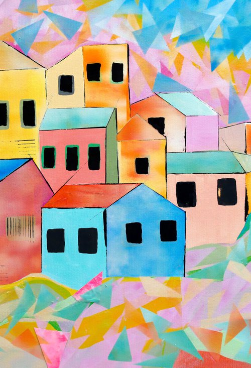 Houses Of Cinque Terre by Poovi Art