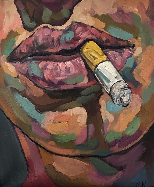 Man smoking painting by Emmanouil Nanouris