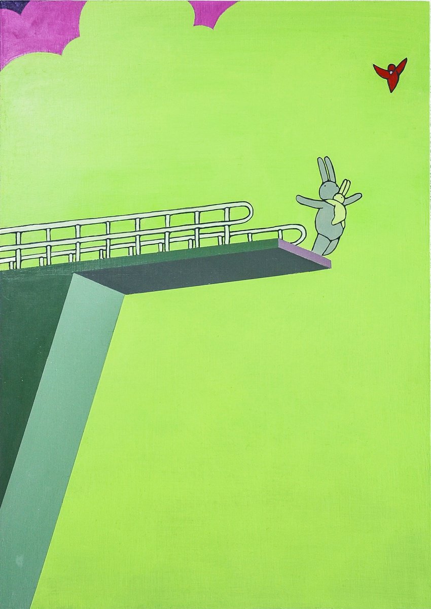 Animal Acrylic Painting By Mr Clement, 10 X 15", The Landscape Before Takeoff, Original Artwork