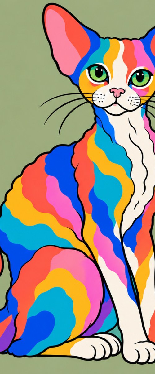Colorful Devon Rex Cat #21 by Marina Krylova