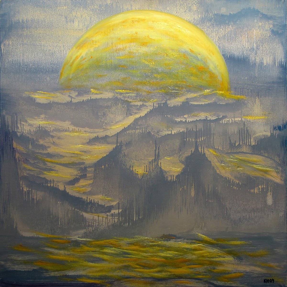 Impressionistic Landscape Oil Painting By Igor Konovalov, 53 X 53, Once Upon A Time In Tibet, Original Artwork